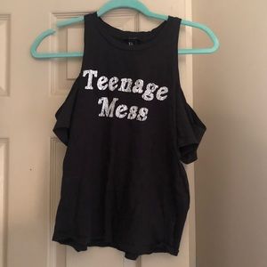 Forever 21 graphic cold shoulder top
